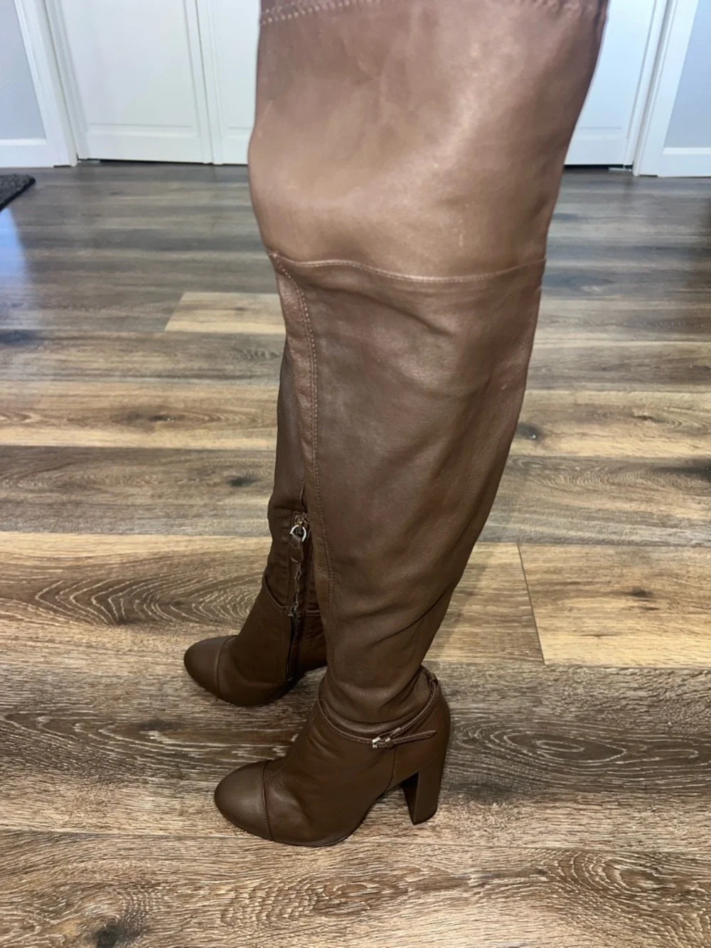 MASSIMO DUTTI OTK Stretch Leather High Heel Boots In Brown 🤎